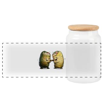 Rouleau de chou et golubez - Frères jumeaux - Boîte à biscuits avec couvercle en bois - blanc - Devant