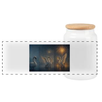 Lasst die Schwäne tanzen - Panorama Keksdose mit Holzdeckel - Weiß - Vorne