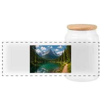 Sentier de lac de montagne dans la forêt - Boîte à biscuits avec couvercle en bois - blanc - Devant