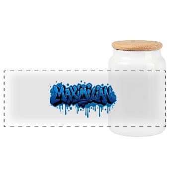 Graffiti  MAXIMILIAN Prénom cadeau idéal imprimabl - Boîte à biscuits avec couvercle en bois - blanc - Devant
