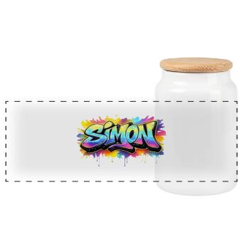 Graffiti  SIMON Prénom cadeau idéal imprimable  - Boîte à biscuits avec couvercle en bois - blanc - Devant