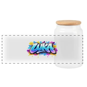 Graffiti  LUKA Prénom cadeau idéal imprimable sur  - Boîte à biscuits avec couvercle en bois - blanc - Devant