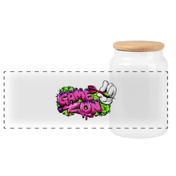 Dart,Darts,Game on Graffiti - Panoramic Cookie Jar with Wooden Lid - white - Front