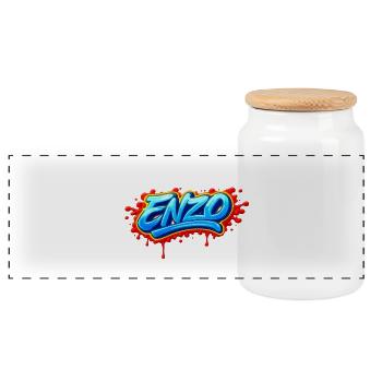 GRAFFITI NAME ENZO  FOR  PERFECT GIFT PRINTABLE - Boîte à biscuits avec couvercle en bois - blanc - Devant