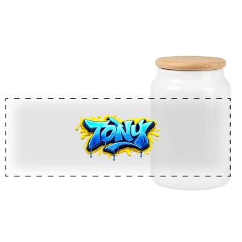 GRAFFITI NAME TONY  FOR  PERFECT GIFT PRINTABLE  - Boîte à biscuits avec couvercle en bois - blanc - Devant
