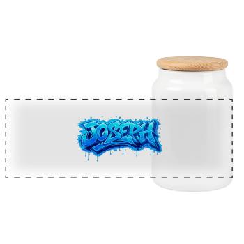 GRAFFITI-NAME JOSEPH FÜR PERFEKTES GESCHENK DRUCKBAR - Panorama Keksdose mit Holzdeckel - Weiß - Vorne
