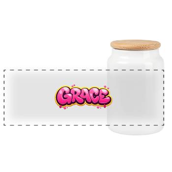 GRACE GRAFFITI NAME FOR PERFECT GIFT PRINTABLE on  - Boîte à biscuits avec couvercle en bois - blanc - Devant