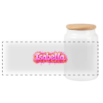 ISABELLA GRAFFITI NAME FOR PERFECT GIFT PRINTABLE  - Boîte à biscuits avec couvercle en bois - blanc - Devant