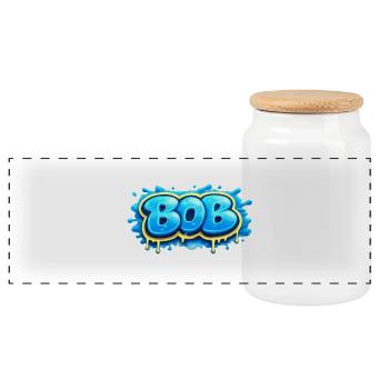 BOB GRAFFITI NAME FÜR PERFEKTES GESCHENK DRUCKBAR - Panorama Keksdose mit Holzdeckel - Weiß - Vorne