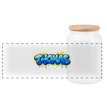 THOMAS GRAFFITI NAME FOR PERFECT GIFT PRINTABLE on - Boîte à biscuits avec couvercle en bois - blanc - Devant
