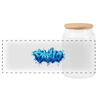 PABLO GRAFFITI NAME FÜR PERFEKTES GESCHENK DRUCKBAR - Panorama Keksdose mit Holzdeckel - Weiß - Vorne