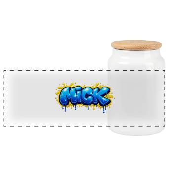 MICK GRAFFITI NAME FOR PERFECT GIFT PRINTABLE  - Boîte à biscuits avec couvercle en bois - blanc - Devant