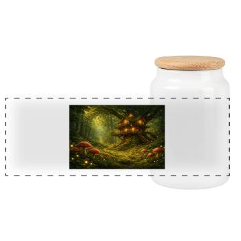 Cabane dans l’Arbre dans la Forêt des Fées - Boîte à biscuits avec couvercle en bois - blanc - Devant