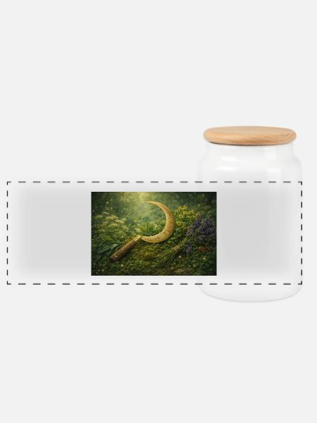 Kräuterkraft - Panorama Keksdose mit Holzdeckel - Weiß