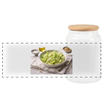 Salad with pine nuts - Panoramic Cookie Jar with Wooden Lid - white - Front