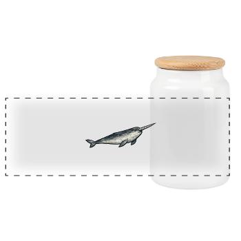 Polygone géométrique du narval - Boîte à biscuits avec couvercle en bois - blanc - Devant