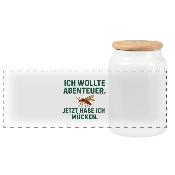Abenteuer vs Mücken - Panorama Keksdose mit Holzdeckel - Weiß - Vorne