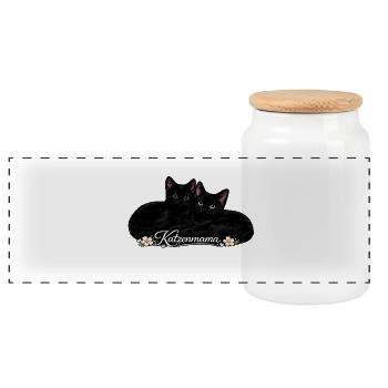 Katzenmama – Süße Katzenliebe mit Blumen - Panorama Keksdose mit Holzdeckel - Weiß - Vorne