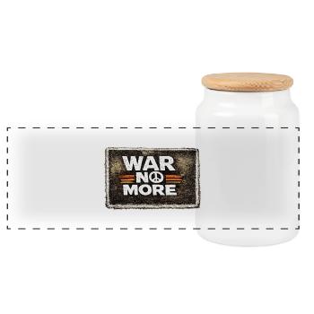 War No More – Sticker Peace & Humanity  - Boîte à biscuits avec couvercle en bois - blanc - Devant