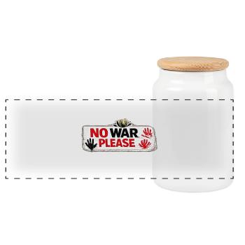 War No More – Sticker Peace & Humanity  - Boîte à biscuits avec couvercle en bois - blanc - Devant