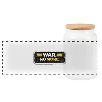 War No More – Sticker Peace & Humanity - Panoramic Cookie Jar with Wooden Lid - white - Front