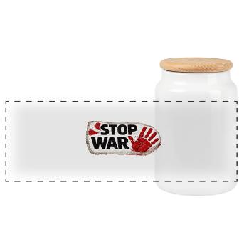 War No More – Sticker Peace & Humanity  - Boîte à biscuits avec couvercle en bois - blanc - Devant