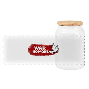 War No More – Sticker Peace & Humanity  - Boîte à biscuits avec couvercle en bois - blanc - Devant