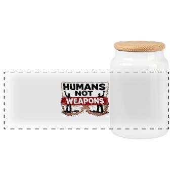 War No More – Sticker Peace & Humanity  - Boîte à biscuits avec couvercle en bois - blanc - Devant