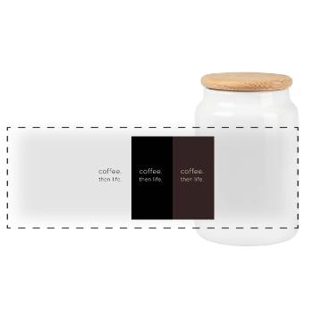 coffee. then life. – Minimalist contrast - Panoramic Cookie Jar with Wooden Lid - white - Front