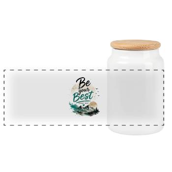 Be the Best Every Day - Panoramic Cookie Jar with Wooden Lid - white - Front