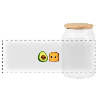 Avocado Friends Toast Duo - Panoramic Cookie Jar with Wooden Lid - white - Front