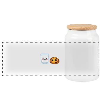 Duo Milk et Cookie Kawaii - Boîte à biscuits avec couvercle en bois - blanc - Devant