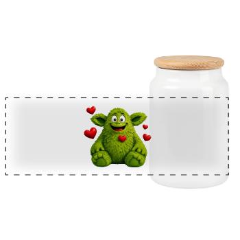 Monster - Panoramic Cookie Jar with Wooden Lid - white - Front
