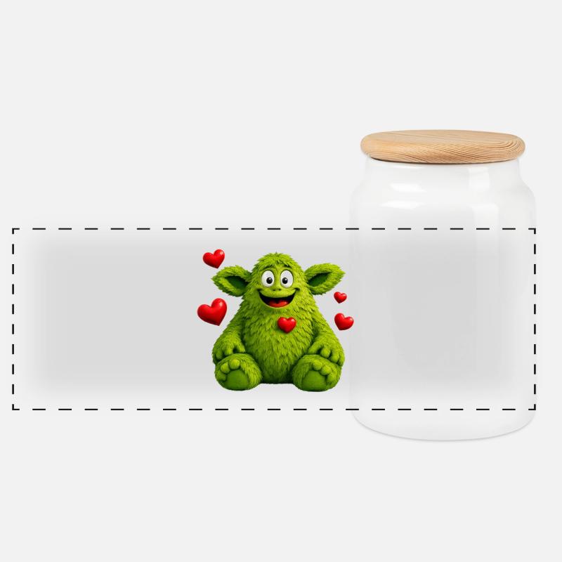 Monster - Panorama Keksdose mit Holzdeckel - Weiß