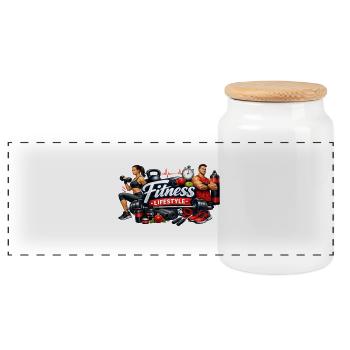 Fitness Lifestyle Power Duo - Boîte à biscuits avec couvercle en bois - blanc - Devant