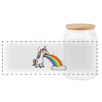 La licorne crache de l’arc-en-ciel dans les nuages - Boîte à biscuits avec couvercle en bois - blanc - Devant