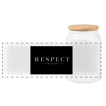 RESPECT Original Premium Typography Design - Panorama Keksdose mit Holzdeckel - Weiß - Vorne