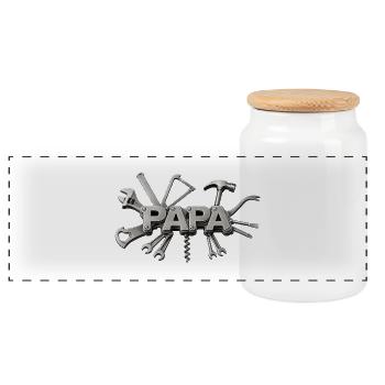 Super Papa  - Boîte à biscuits avec couvercle en bois - blanc - Devant