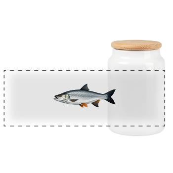 Asp Fishing Fishing - Panoramic Cookie Jar with Wooden Lid - white - Front
