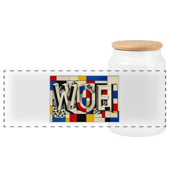 Art géométrique mondrien - Boîte à biscuits avec couvercle en bois - blanc - Devant