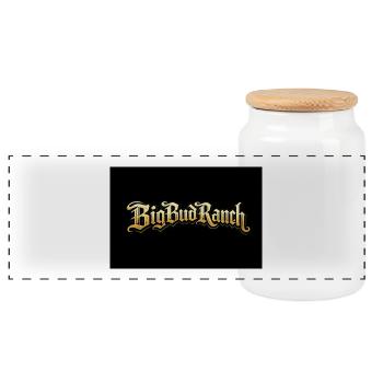 Big Ranch Vintage Gold Script - Panoramic Cookie Jar with Wooden Lid - white - Front