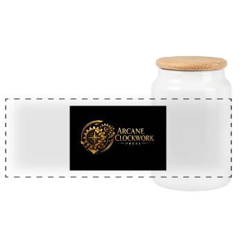 logga_arcclockwork - Panoramic Cookie Jar with Wooden Lid - white - Front