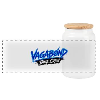 VAGABØ ND_BIKE_CREW_1 - Panoramic Cookie Jar with Wooden Lid - white - Front