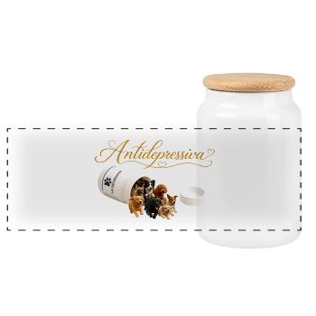 Antidepressive Hundeherzen Design - Panorama Keksdose mit Holzdeckel - Weiß - Vorne