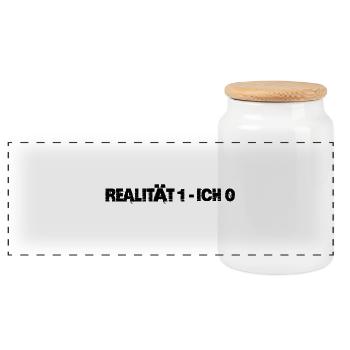 Realität gewinnt - Panorama Keksdose mit Holzdeckel - Weiß - Vorne