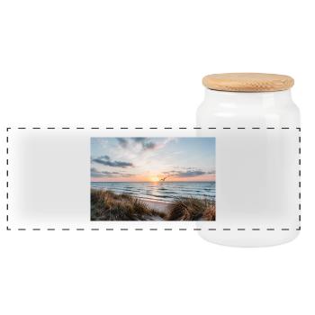 Sunset on the dune beach - Panoramic Cookie Jar with Wooden Lid - white - Front