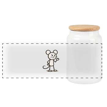 Illustration de personnage de souris agitée - Boîte à biscuits avec couvercle en bois - blanc - Devant