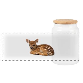 Starspots Fawn - Panoramic Cookie Jar with Wooden Lid - white - Front
