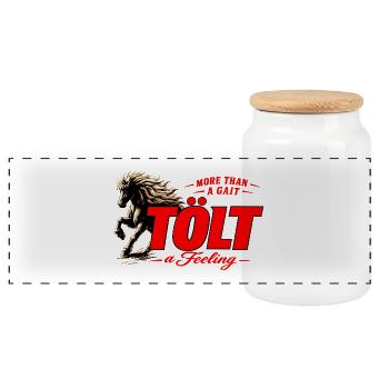 More Than a Gait - Tölt - Panorama Keksdose mit Holzdeckel - Weiß - Vorne