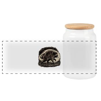 Vintage Waschbär – Retro Wildlife Design | Raccoon - Panorama Keksdose mit Holzdeckel - Weiß - Vorne